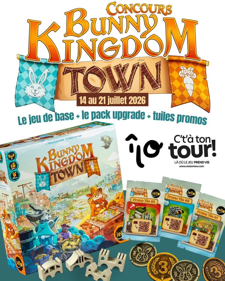 Concours Gagnez une copie du jeu Bunny Kingdom Town et trois tuiles promotionnelles ainsi qu'un pack d’amélioration!