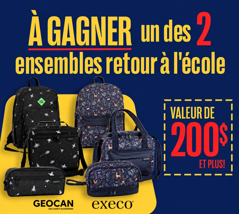 Concours Jean Coutu Gagnez un sac à dos, un sac à lunch et des produits assortis pour le retour à l’école!