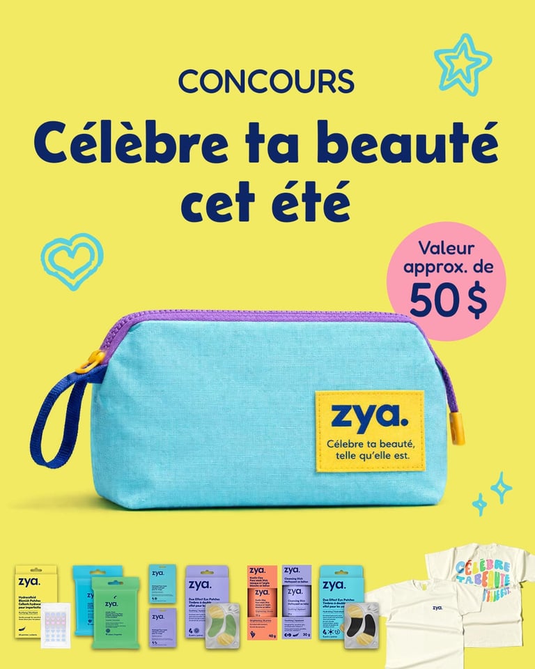 Concours Jean Coutu Gagnez une trousse beauté Zya et un t-shirt estival!