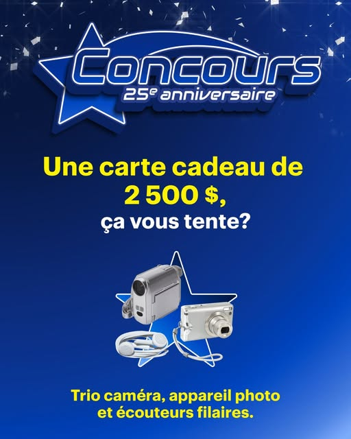 Concours Gagnez l'une des deux cartes-cadeaux Best Buy de 2500$!