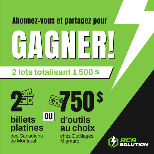 Concours Gagenz une paire de billets platines pour un match des Canadiens de Montréal et une carte cadeau d’une valeur de 750 $ chez Outillages Migmaro