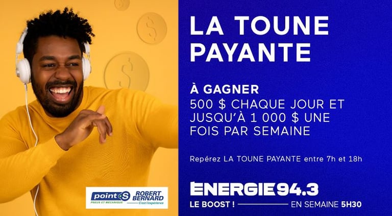 Concours Energie 94,3 - Repérez la TOUNE PAYANTE pour gagner jusqu’à 1000$ en prix!