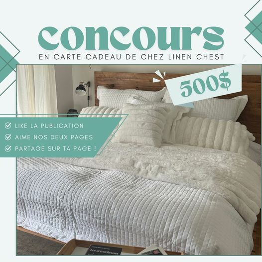 Concours Gagnez une carte-cadeau Linen Chest de 500$!
