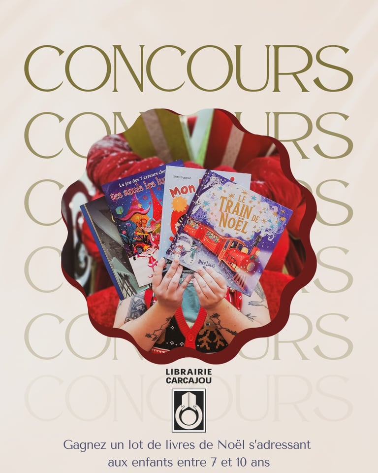 Concours Librairie Carcajou - Gagnez un lot de livres jeunesse de Noël!