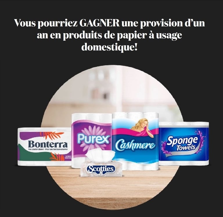 Concours Gagnez une provision d’un an en produits de papier à usage domestique!
