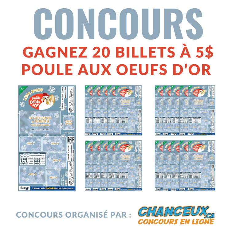 Concours 20 Billets La Poule aux Oeufs d'Or à Gagner