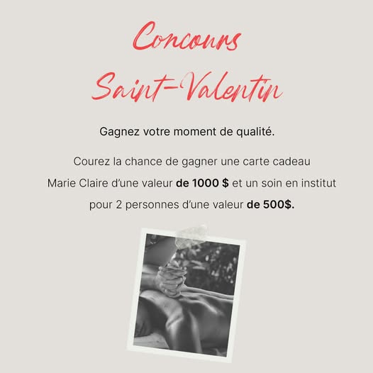 Concours Saint-Valentin Boutique Marie Claire!
