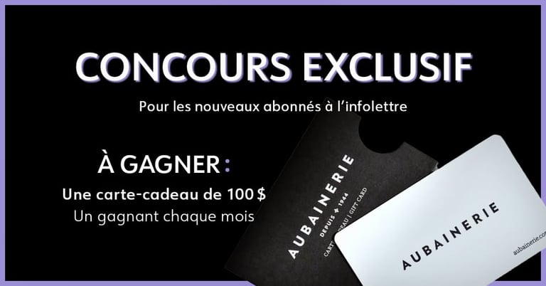 Concours Aubainerie - Gagnez une carte-cadeau de 100$ !