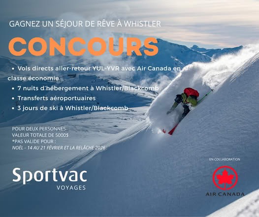 Concours Sportvac Voyages - Gagnez un séjour pour deux à Whistler!