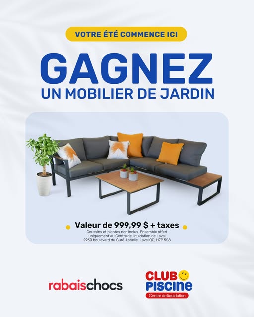 Concours Gagnez un ensemble de patio d'une valeur de 999,99 $