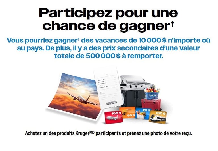 Concours Kruger - Gagnez des vacances de 10 000 $ n’importe où au pays !