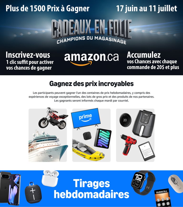 Concours Plus de 1500 cadeaux à gagner avec vos Achats Amazon