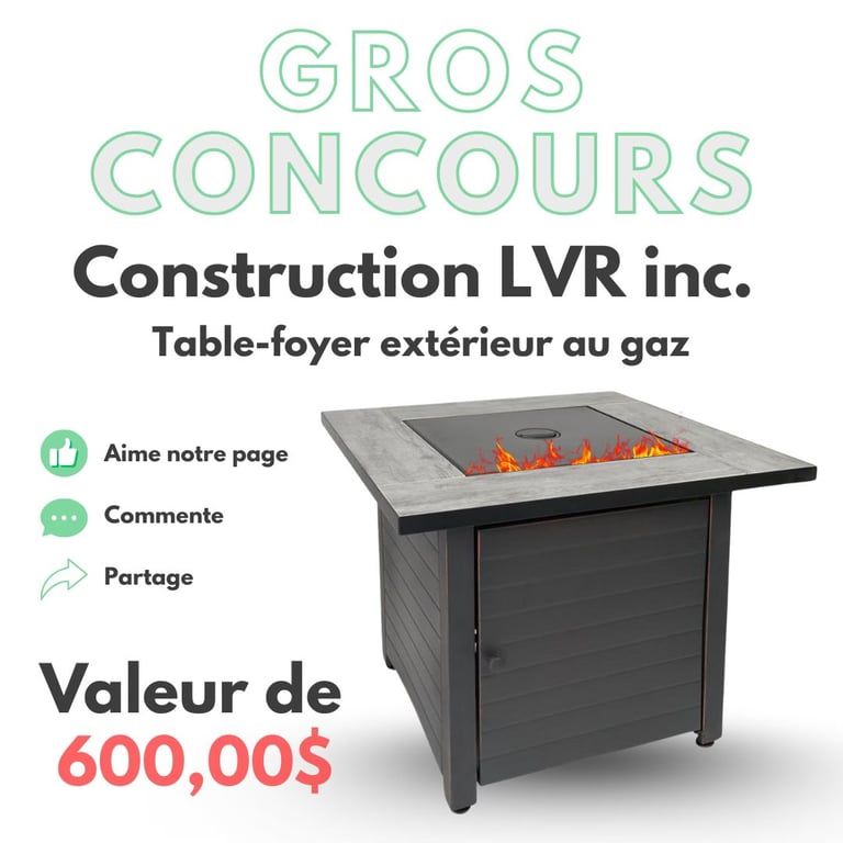 Concours GAGNER une table-foyer extérieur au gaz d’une VALEUR de 600 $!