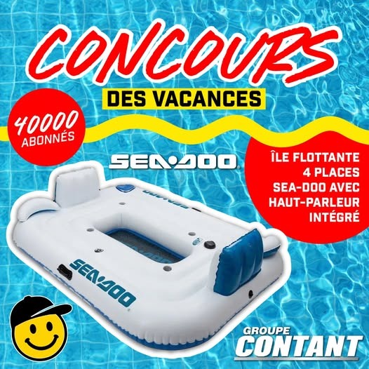 Concours Groupe Contant - Gagnez une île flottante Sea-Doo pour 4 personnes avec haut-parleur intégré !