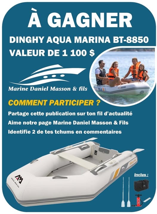 Concours Gagnez un DINGHY AQUA MARINA BT-88850 d'une valeur de 1100$ !