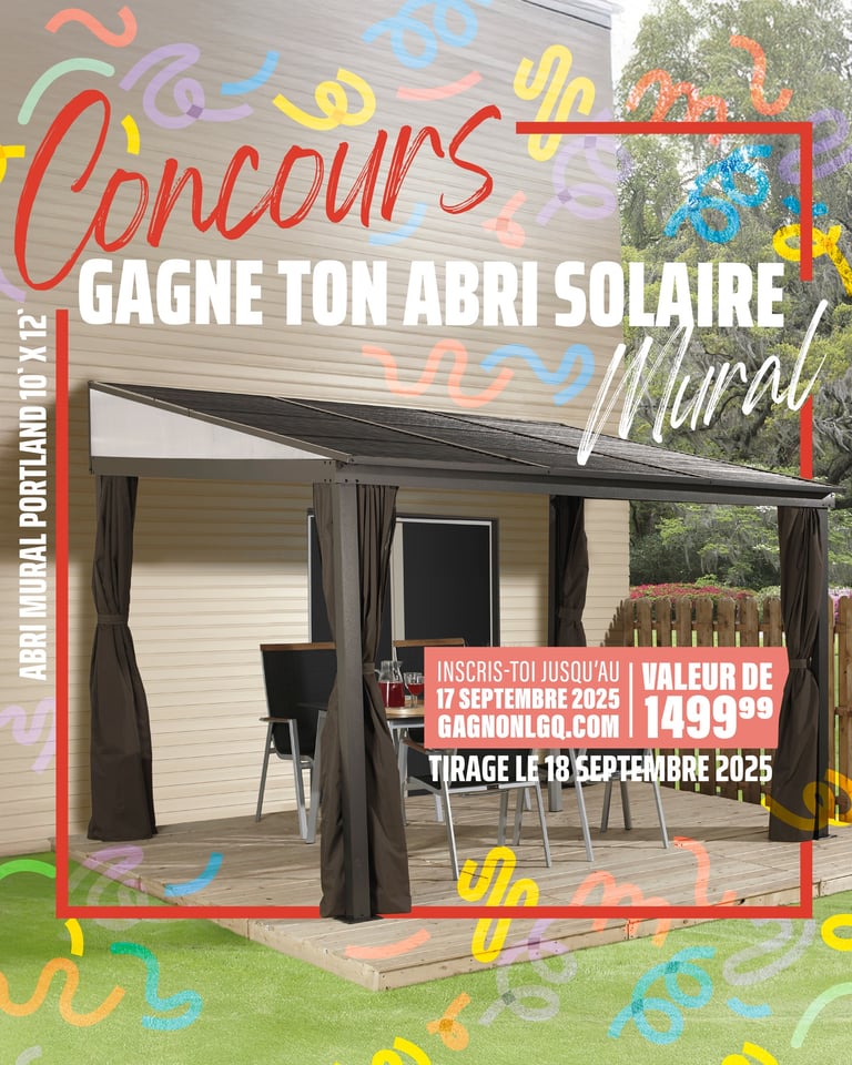 Concours Gagnez un abri solaire mural avec GAGNON – Profitez de l’été plus longtemps!