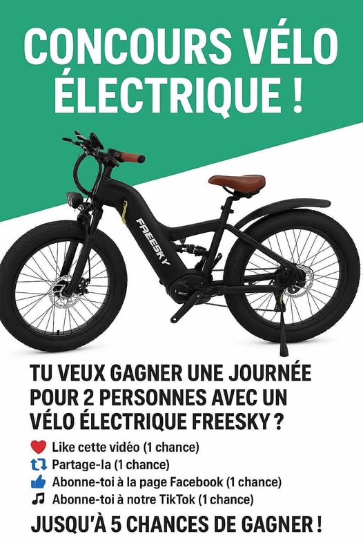 Concours Véhicule Électrique Sherbrooke - GAGNEZ UNE JOURNÉE POUR 2 PERSONNES AVEC UN VÉLO ÉLECTRIQUE FREESKY !