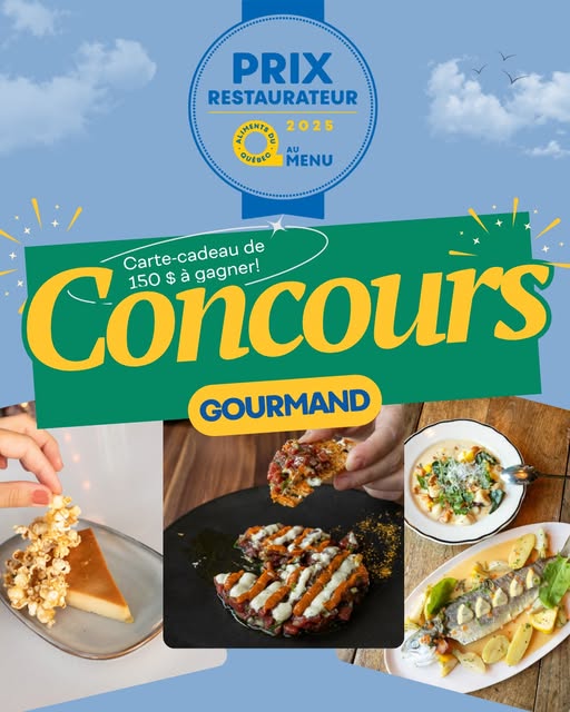 Concours Aliments du Québec - Gagnez une carte-cadeau de 150 $ à dépenser dans un restaurant membre