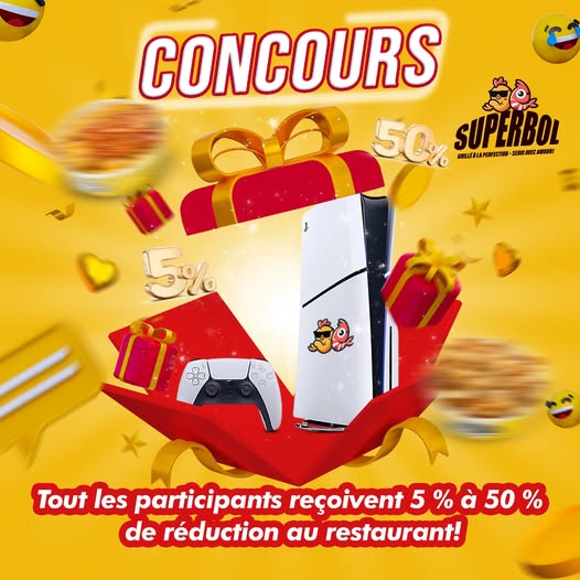 Concours Restaurant SuperBol - Gagnez une PS5 ou l'une des 3 cartes-cadeaux de 50 $