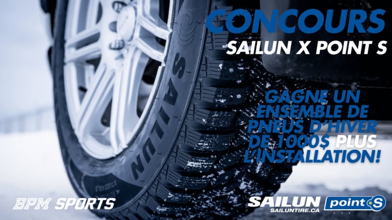 Concours Gagnez un ensemble de quatre pneus d’hiver Sailun ainsi que l’installation dans un garage Point S!