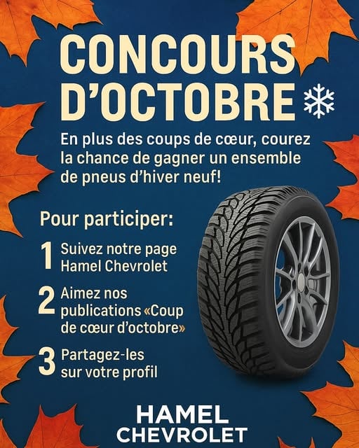 Concours Hamel Chevrolet Buick GMC - Gagnez un ensemble de pneus d’hiver tout neuf!