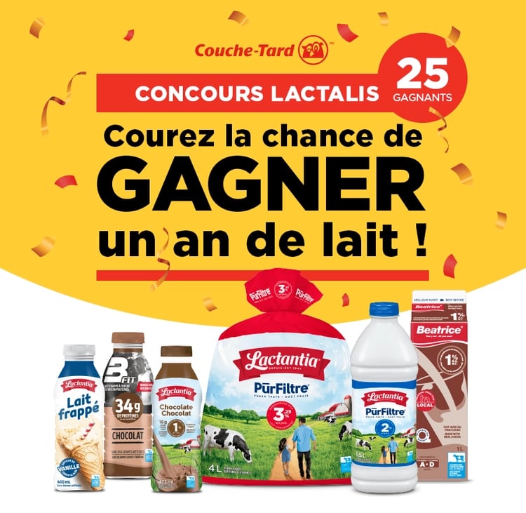 Concours Couche-Tard - Gagnez un an de lait de Lactalis!