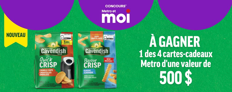Concours Metro - Gagnez 1 des 4 cartes-cadeaux Metro d’une valeur de 500 $ !