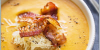 Photo de la Recette: POTAGE CRÉCY AU BACON ET CHEDDAR