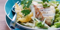Photo de la Recette: Papillotes de Poisson aux Herbes et au Citron Vert, Cocotte de Fèves et Petits Pois
