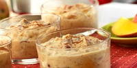 Photo de la Recette: Pouding au Riz Crémeux à la Mangue et à la Pêche