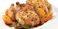 Photo de la Recette: Roche Poules de Cornouailles avec les Clémentines, les Baies de Genièvre, et Sirop D'érable