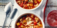 Photo de la Recette: SOUPE AU POULET HACHÉ, À LA COURGE ET AUX POIS CHICHES