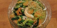 Photo de la Recette: Soupe Phô de Crevettes, Chou Vert et Haricot Plat