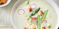 Photo de la Recette: Velouté Froid D’asperges Vertes, Croûtons et Radis Croquants