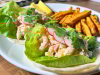 Photo de la Recette: Tacos aux crevettes nordiques et patates douces à friteuse à air
