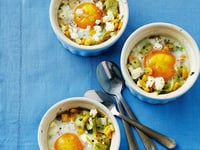 Photo de la Recette: Cassolettes d’Oeufs aux Poireaux et au Maïs