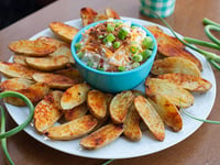 Photo de la Recette: Pommes de Terre Rattes Rôties et Trempette Bacon-cheddar