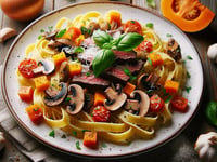 Photo de la Recette: Fettuccine au Bœuf et aux Légumes