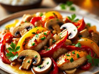 Photo de la Recette: Poulet aux Poivrons et Champignons