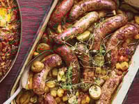 Photo de la Recette: Fricassée de Saucisses de Toulouse aux Légumes d’Automne Rôtis