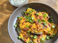 Photo de la Recette: Pommes de terre écrasées au cheddar et au bacon