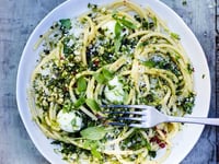 Photo de la Recette: Spaghettis, Pesto Cajou-épinards