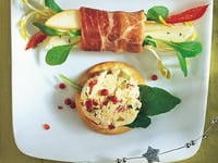 Photo de la Recette: Bouchées de Poire et d'havarti au Prosciutto