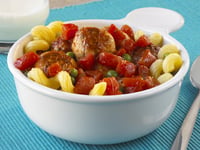 Photo de la Recette: Boulettes de Poulet avec Tomates et Petits Pois