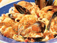 Photo de la Recette: FETTUCCINE AUX CREVETTES ET AUX MOULES