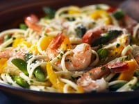 Photo de la Recette: Linguines aux Crevettes et aux Asperges