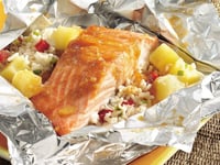Photo de la Recette: Papillotes de Saumon des Caraïbes Grillées sur le Barbecue