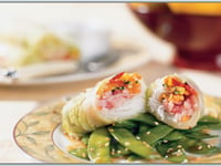 Photo de la Recette: Rouleaux Printaniers au Chou Chinois et Jambon Sauce au Sésame