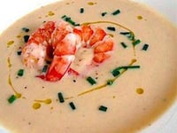 Photo de la Recette: Soupe de Pois Chiches et sa Garniture de Crevettes