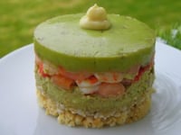 Photo de la Recette: BAVAROIS CREVETTE ECREVISSE SUR CROUSTILLANT DE BISCUIT (thermomix)